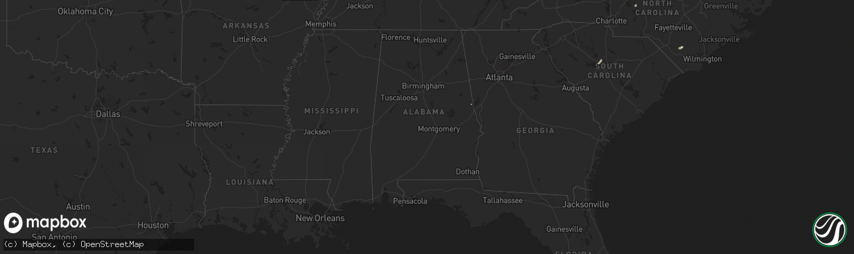 Hail map in Alabama on September 26, 2025