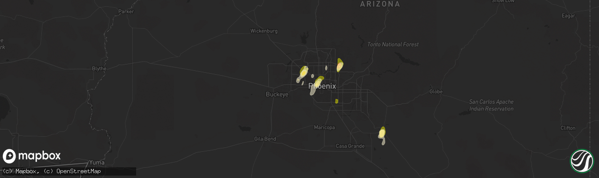 Hail map in Avondale, AZ on September 26, 2025