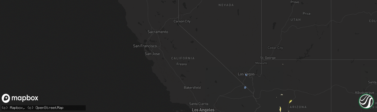 Hail map in California on September 26, 2025