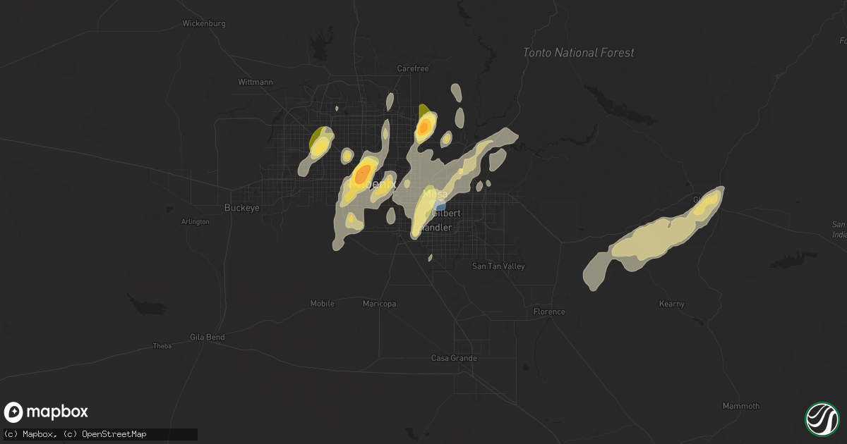 Hail map in Chandler, AZ on September 26, 2025