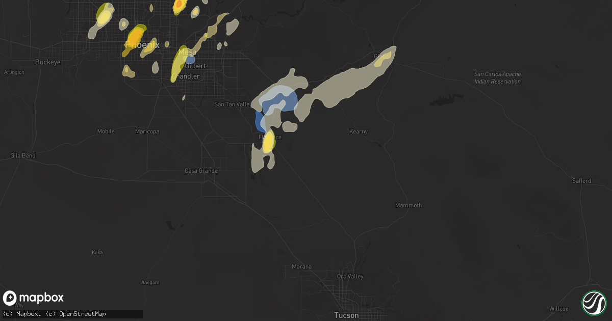 Hail map in Florence, AZ on September 26, 2025