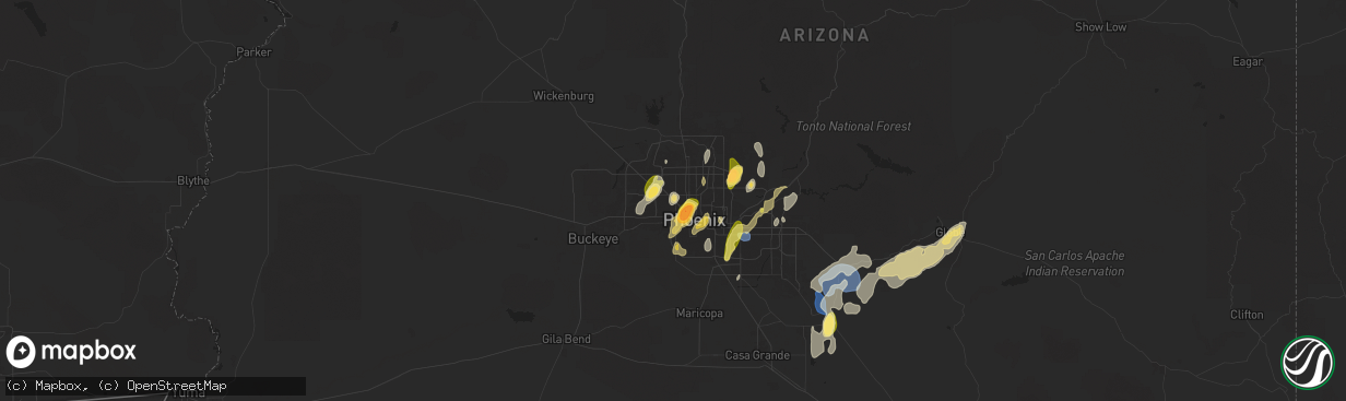 Hail map in Glendale, AZ on September 26, 2025