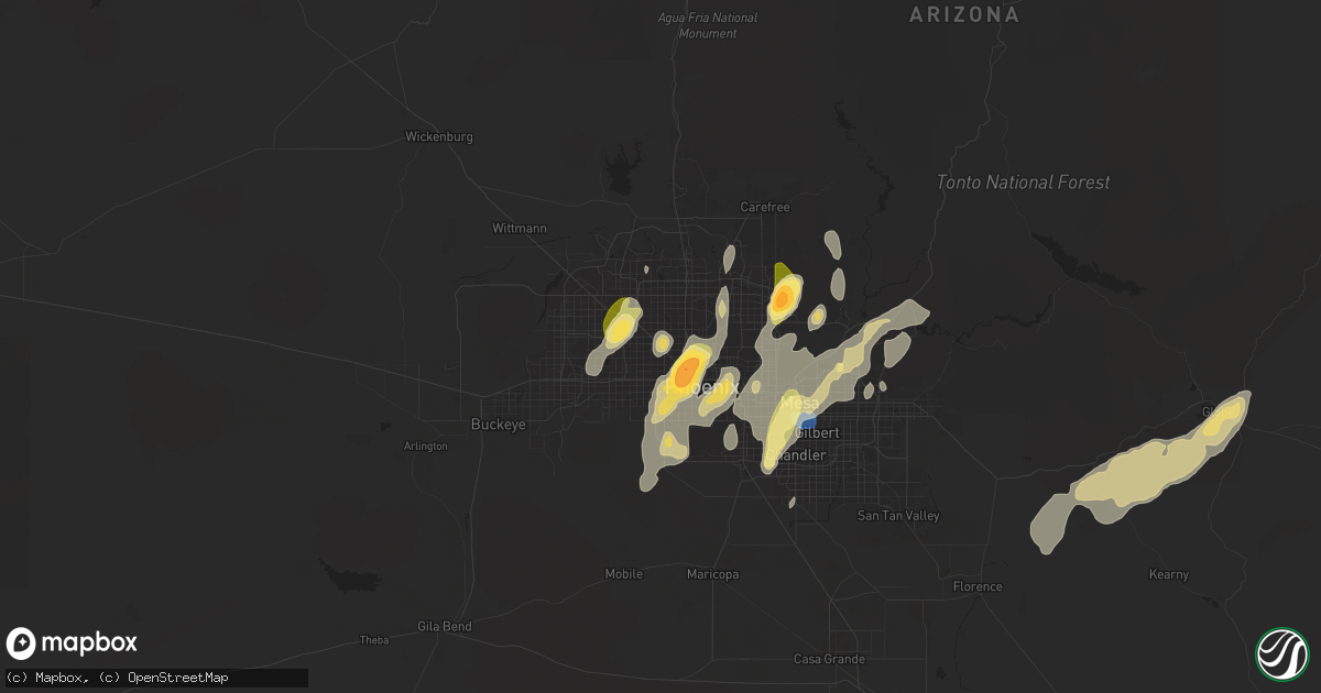 Hail map in Glendale, AZ on September 26, 2025