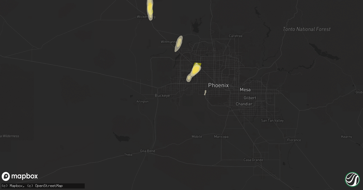 Hail map in Goodyear, AZ on September 26, 2025