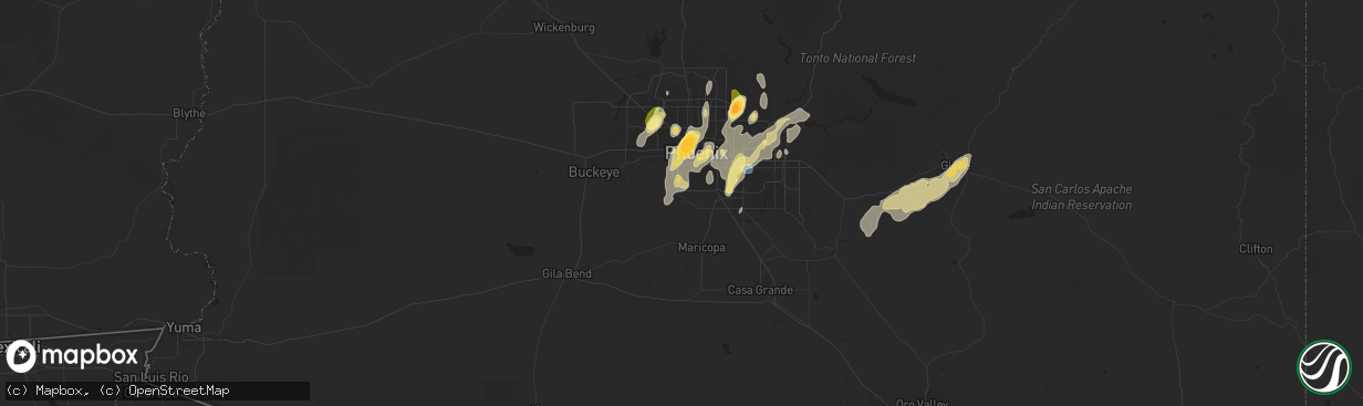 Hail map in Laveen, AZ on September 26, 2025