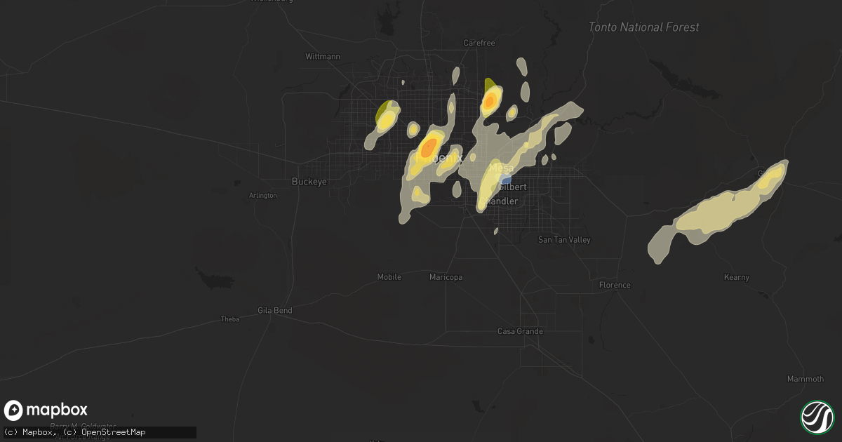 Hail map in Laveen, AZ on September 26, 2025