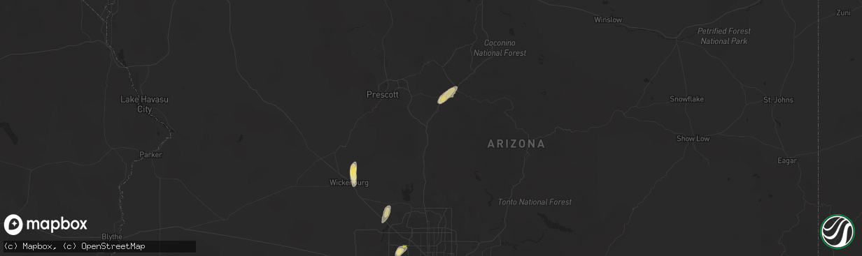 Hail map in Mayer, AZ on September 26, 2025