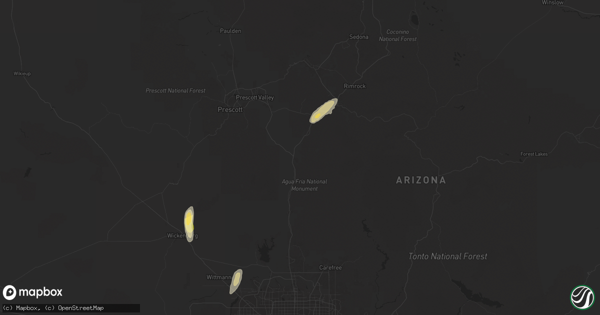 Hail map in Mayer, AZ on September 26, 2025