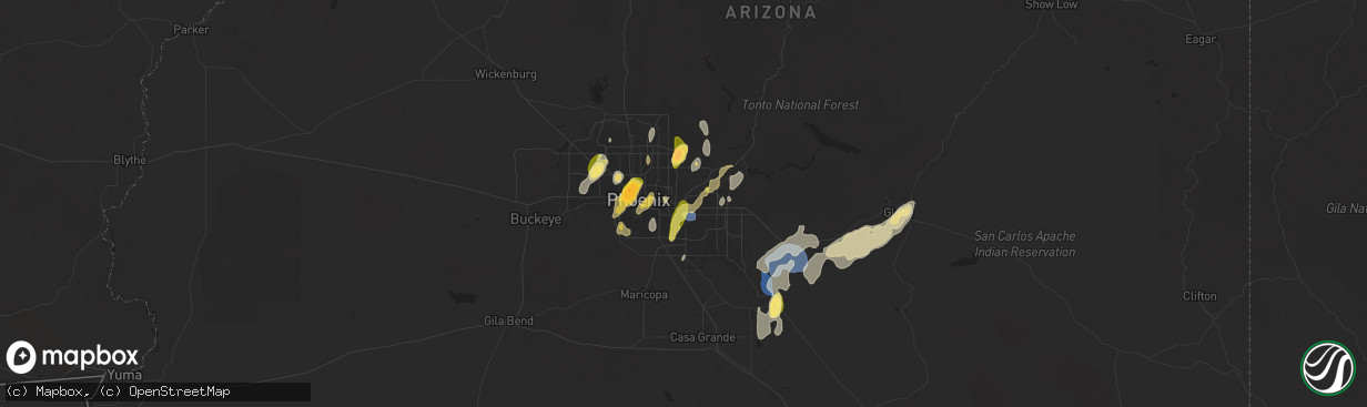 Hail map in Mesa, AZ on September 26, 2025