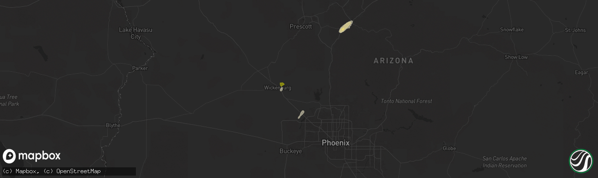 Hail map in Morristown, AZ on September 26, 2025