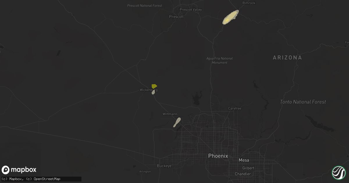 Hail map in Morristown, AZ on September 26, 2025