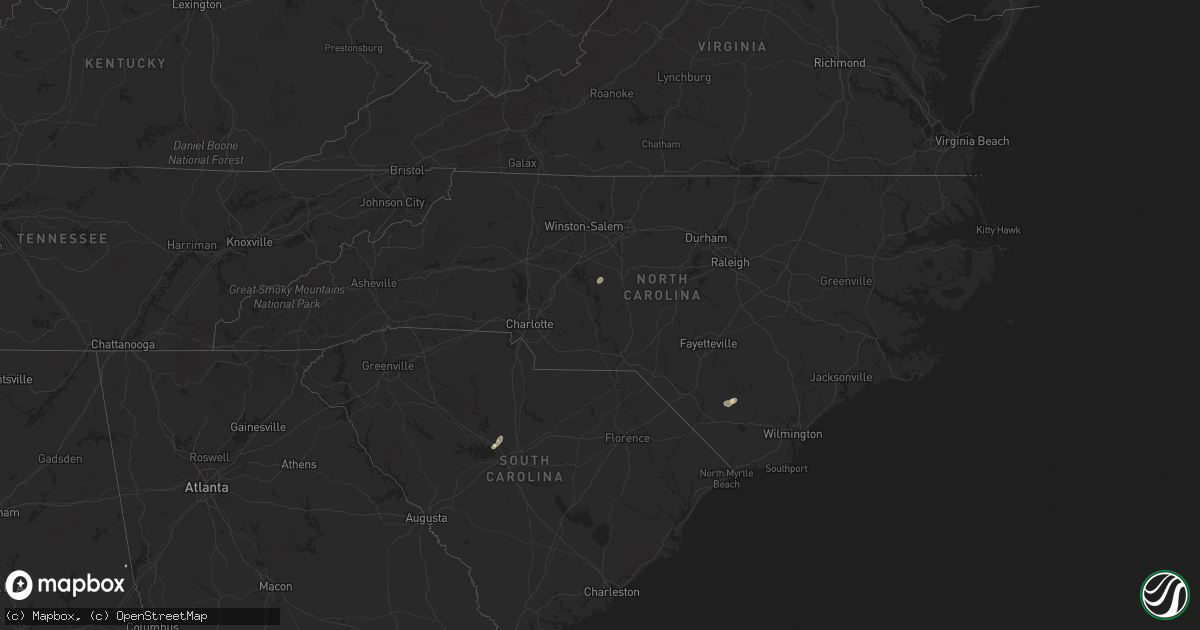 Hail map in North Carolina on September 26, 2025