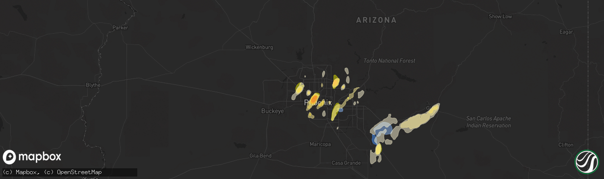 Hail map in Peoria, AZ on September 26, 2025