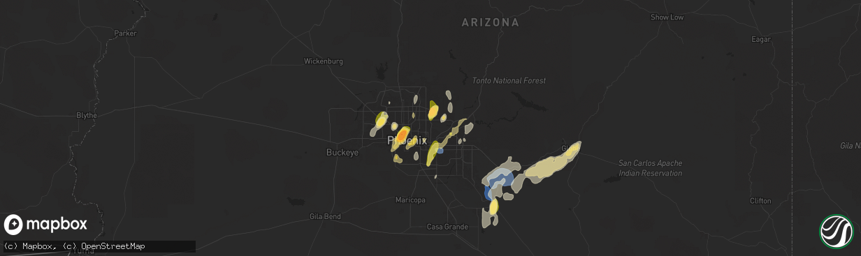 Hail map in Scottsdale, AZ on September 26, 2025