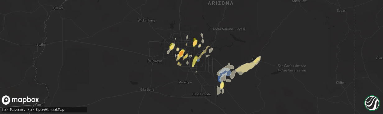 Hail map in Tempe, AZ on September 26, 2025
