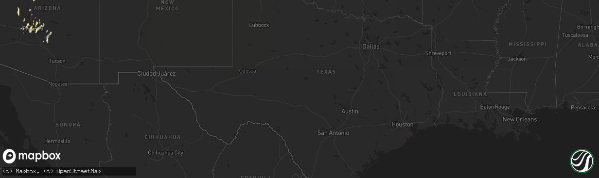 Hail map in Texas on September 26, 2025