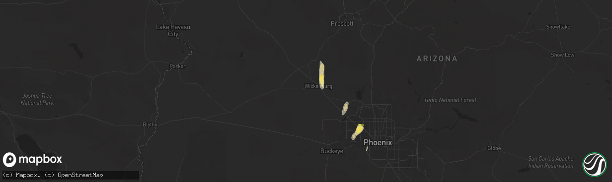 Hail map in Wickenburg, AZ on September 26, 2025