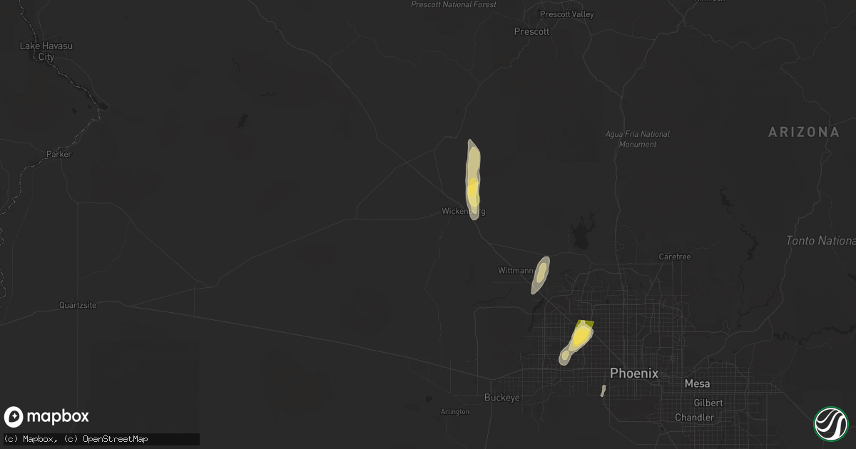 Hail map in Wickenburg, AZ on September 26, 2025