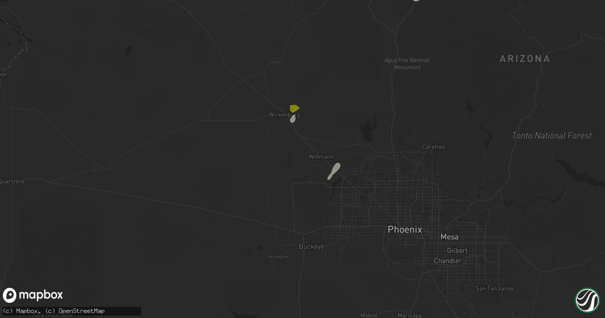 Hail map in Wittmann, AZ on September 26, 2025