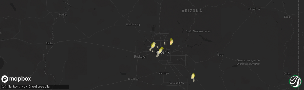 Hail map in Youngtown, AZ on September 26, 2025