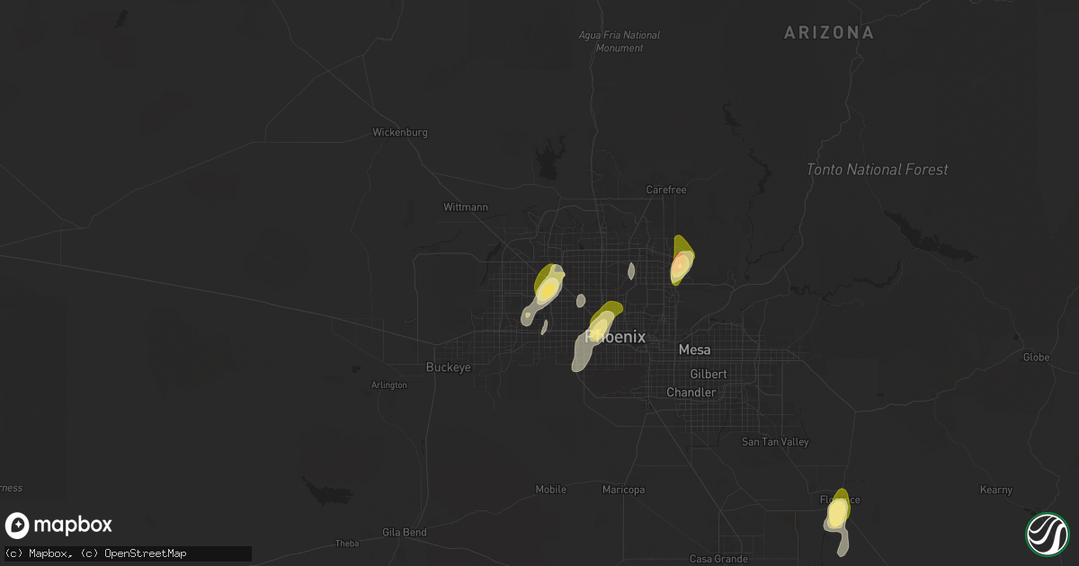 Hail map in Youngtown, AZ on September 26, 2025