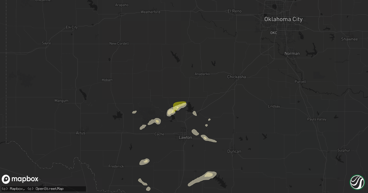 Hail map in Apache, OK on September 26, 2026