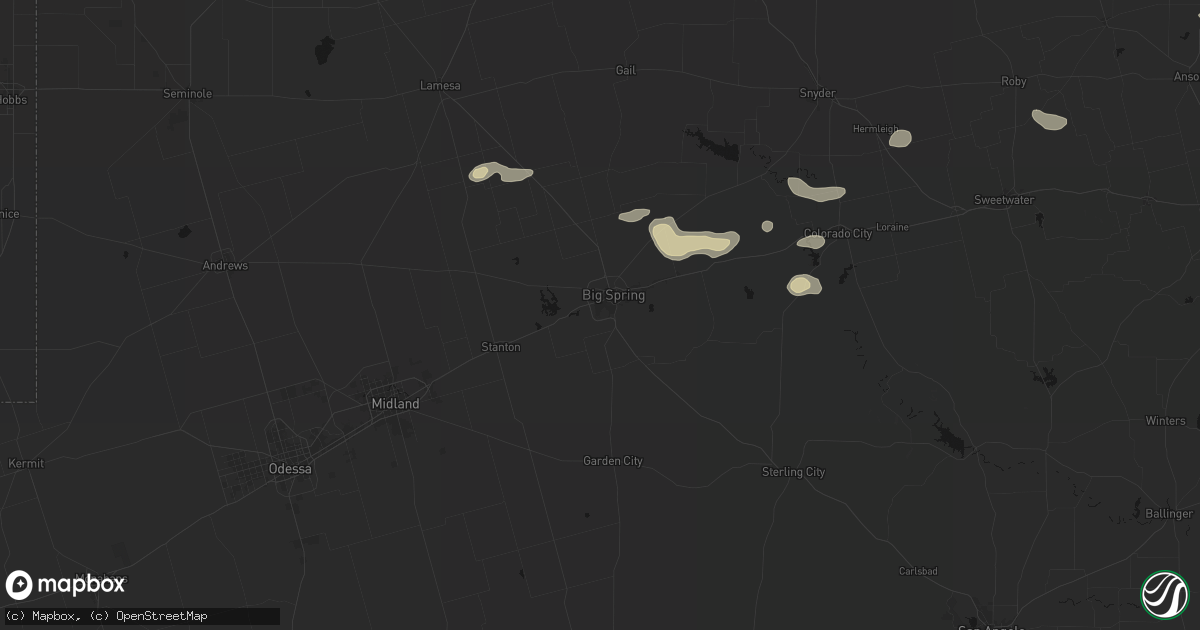 Hail map in Big Spring, TX on September 26, 2026