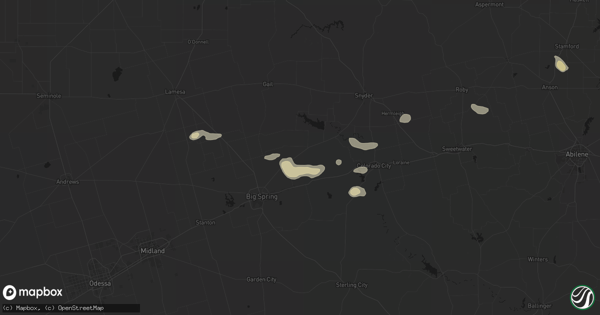Hail map in Coahoma, TX on September 26, 2026
