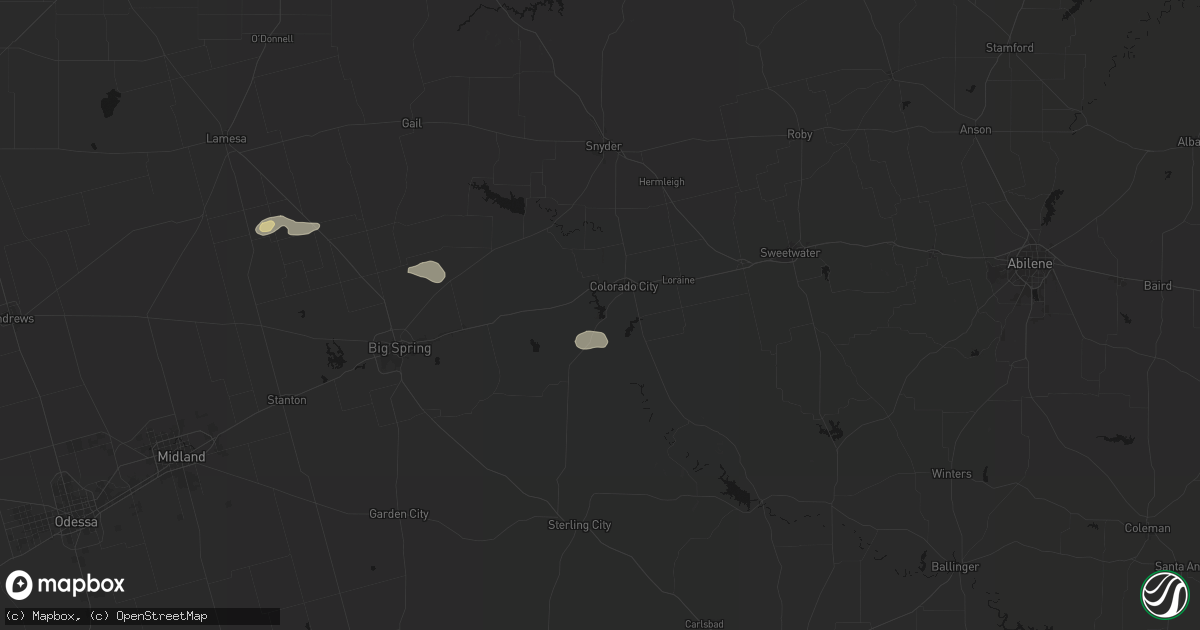 Hail map in Colorado City, TX on September 26, 2026