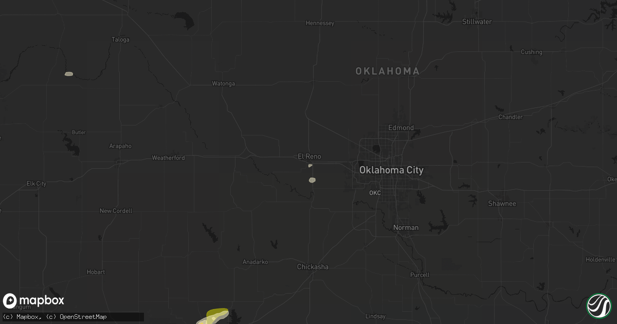 Hail map in El Reno, OK on September 26, 2026