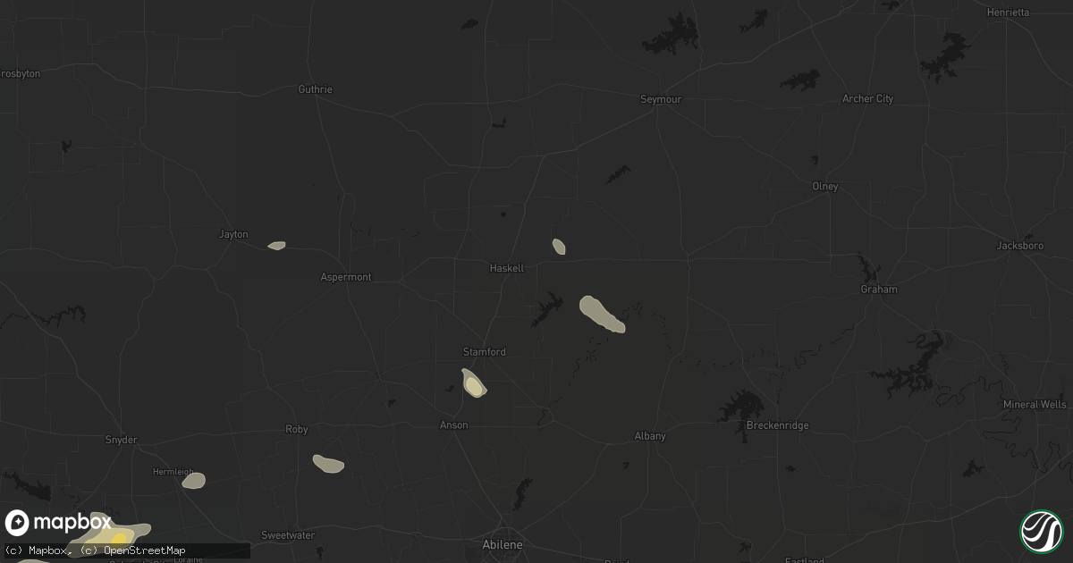 Hail map in Haskell, TX on September 26, 2026