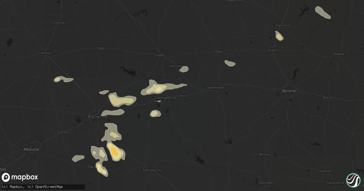 Hail map in Loraine, TX on September 26, 2026