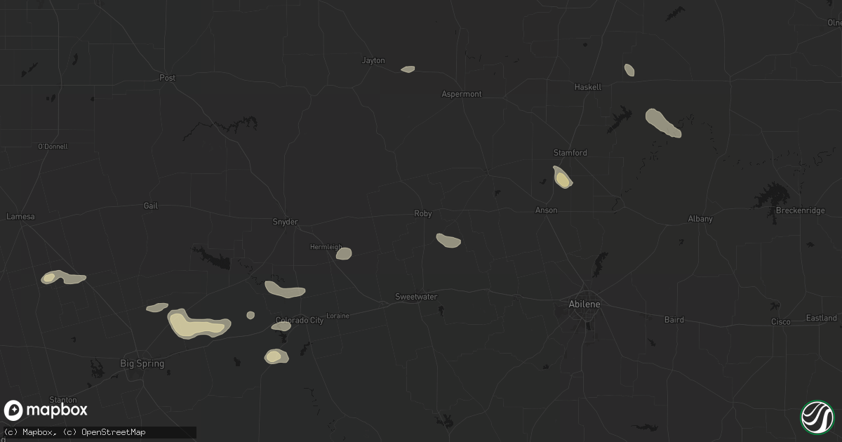 Hail map in Roby, TX on September 26, 2026