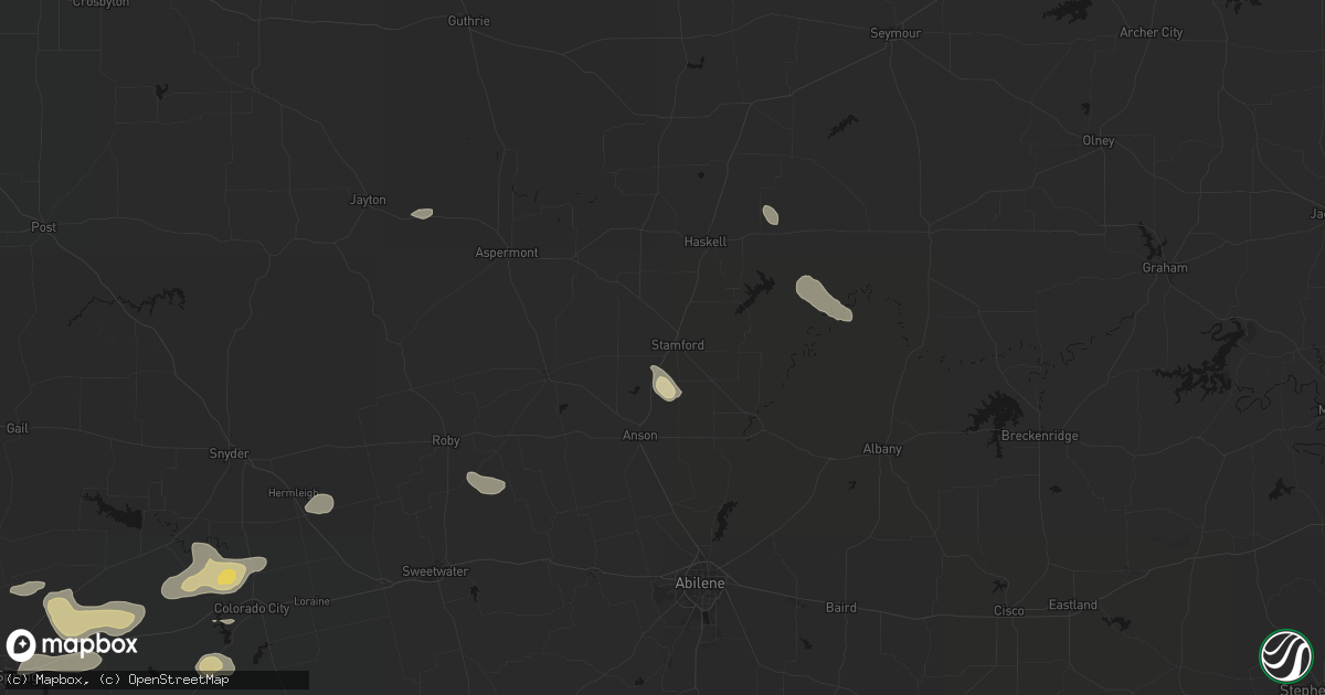 Hail map in Stamford, TX on September 26, 2026