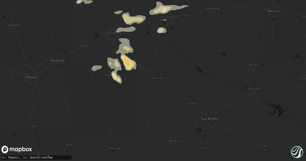 Hail map in Sterling City, TX on September 26, 2026