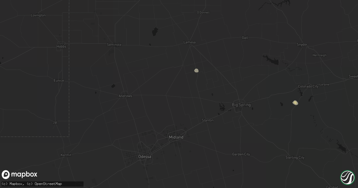 Hail map in Tarzan, TX on September 26, 2026
