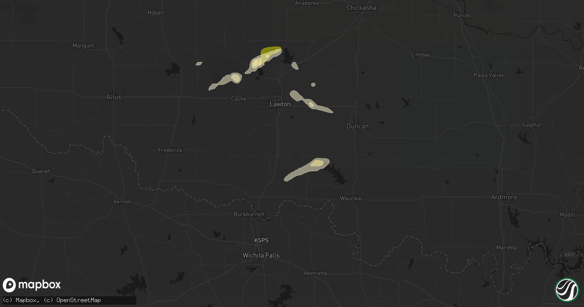 Hail map in Walters, OK on September 26, 2026