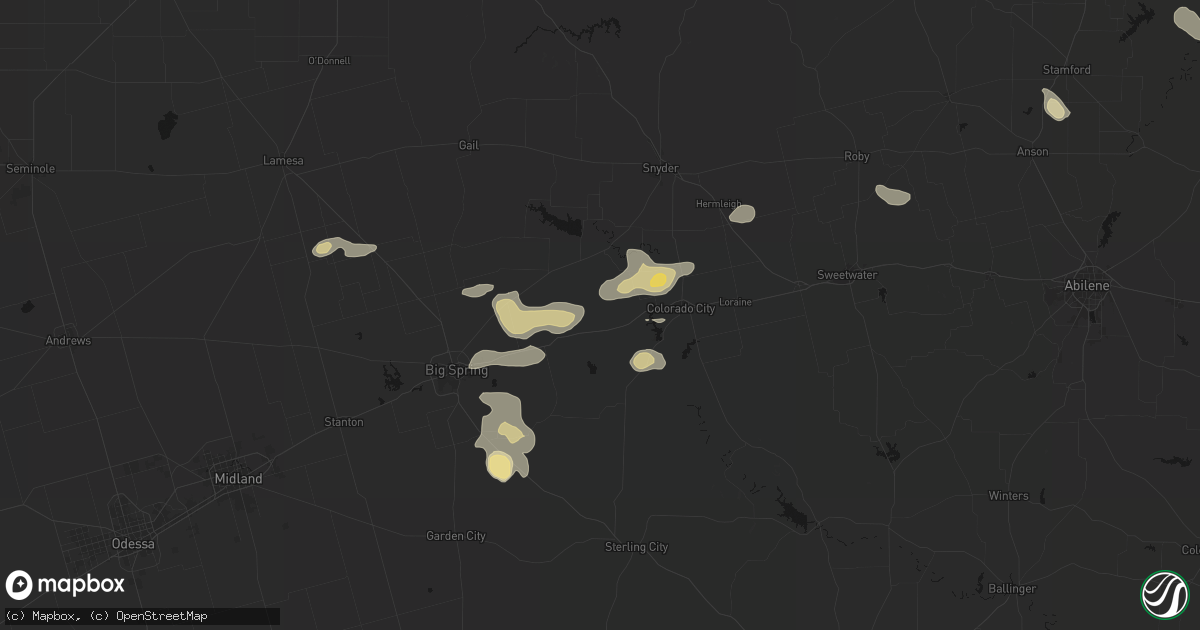 Hail map in Westbrook, TX on September 26, 2026