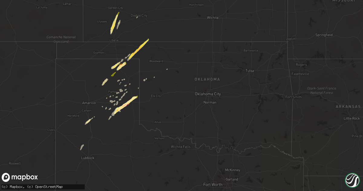 Hail map in Oklahoma on September 27, 2013