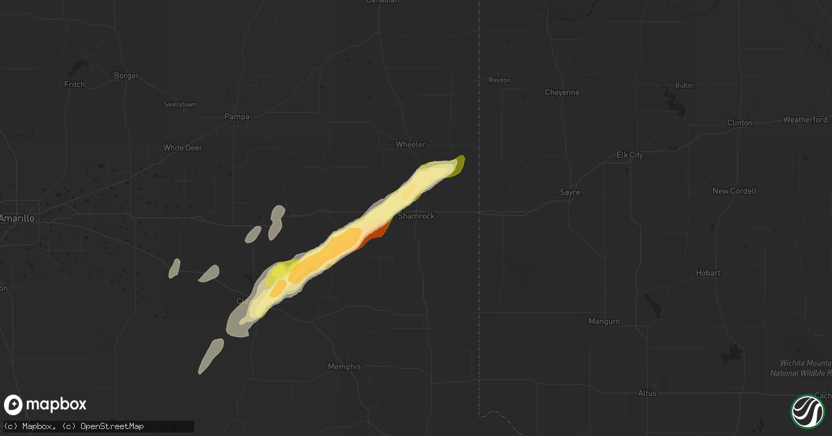 Hail map in Shamrock, TX on September 27, 2013