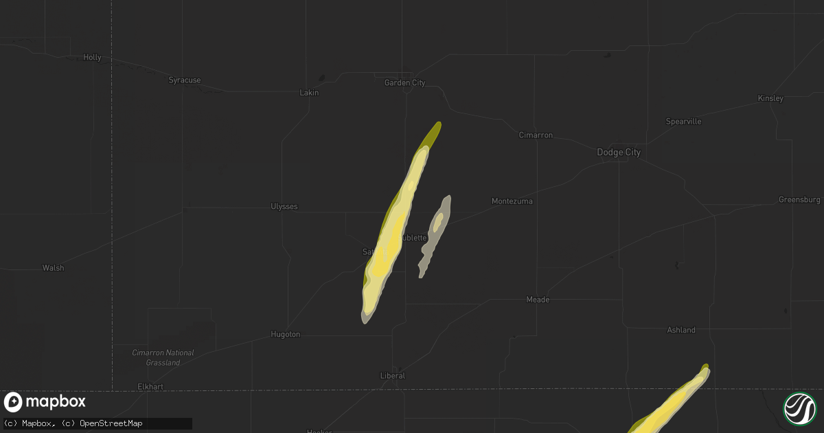Hail map in Sublette, KS on September 27, 2013