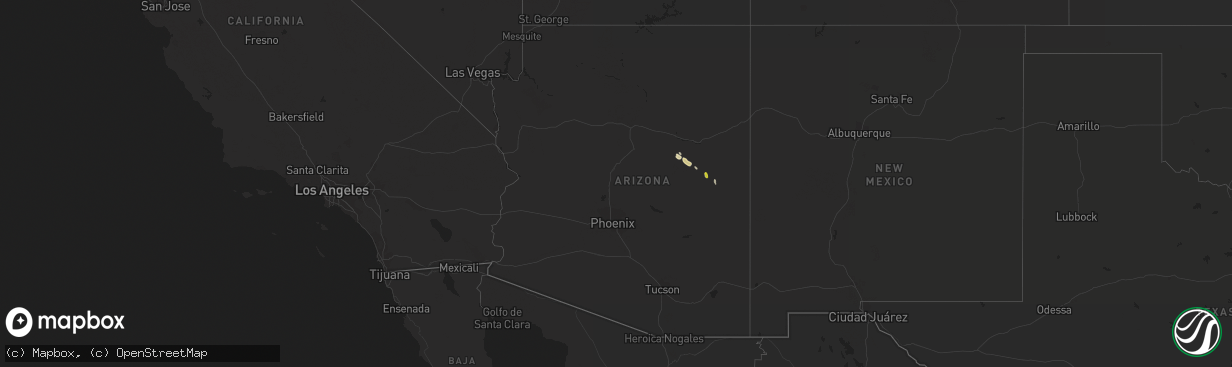 Hail map in Arizona on September 27, 2016