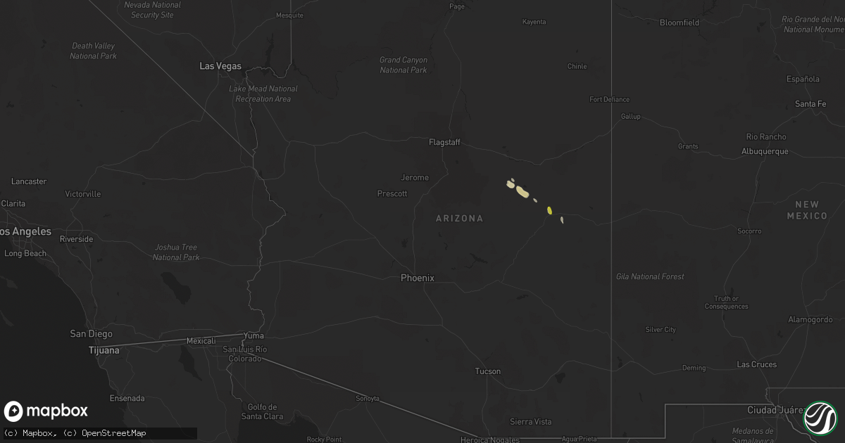 Hail map in Arizona on September 27, 2016