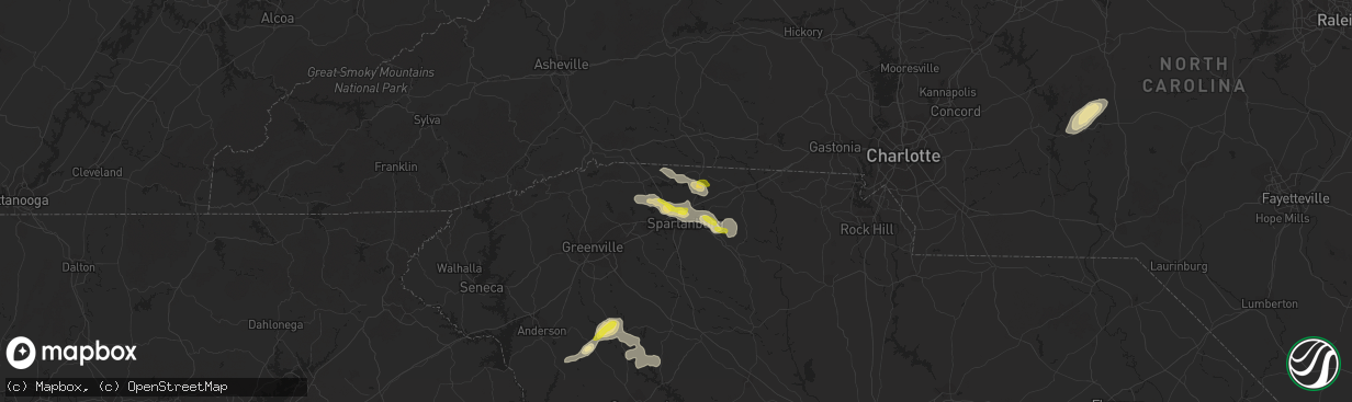 Hail map in Boiling Springs, SC on September 27, 2016