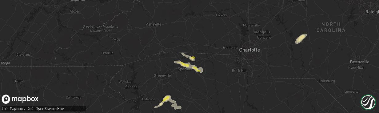 Hail map in Chesnee, SC on September 27, 2016