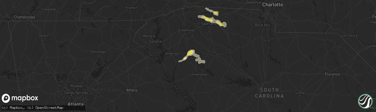 Hail map in Honea Path, SC on September 27, 2016