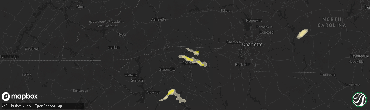 Hail map in Inman, SC on September 27, 2016