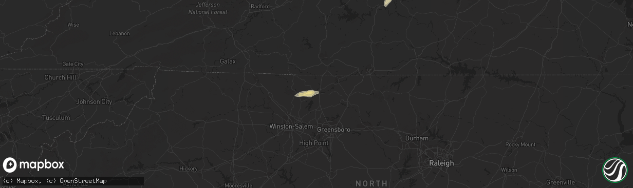 Hail map in Madison, NC on September 27, 2016