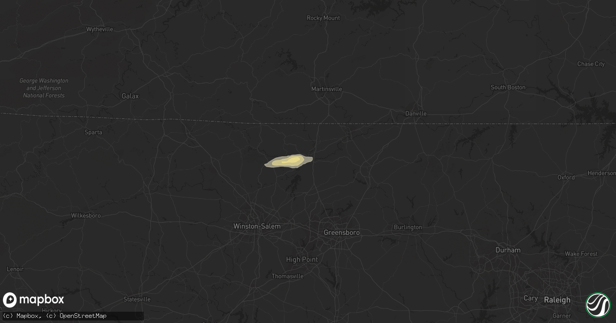 Hail map in Madison, NC on September 27, 2016