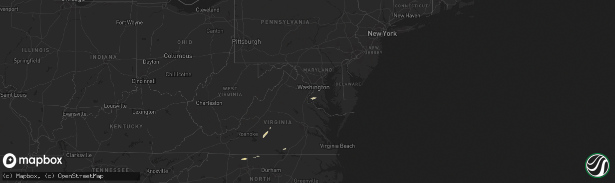 Hail map in Maryland on September 27, 2016